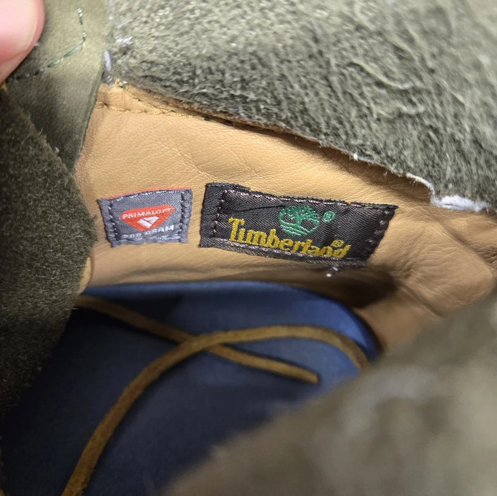 Timberland 6 Inch Premium Dark Green Gold Accents Boots Women's Sz 8 Winter Snow